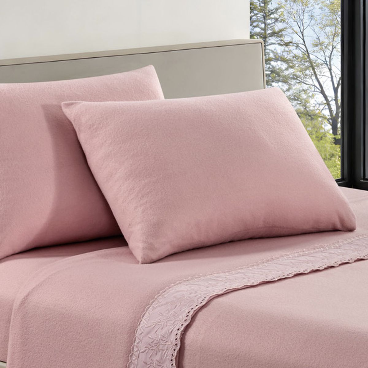 ANDES - SÁBANA ANDES POLAR BRODERIE ROSADO 1.5 PLAZ