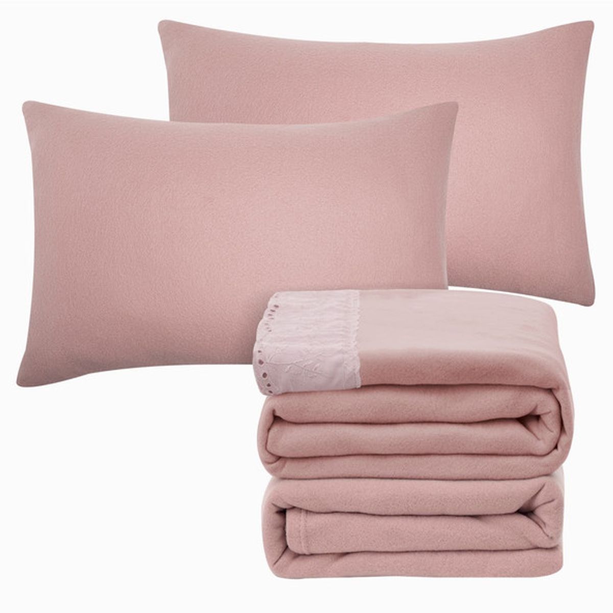 ANDES - SÁBANA ANDES POLAR BRODERIE ROSADO 1.5 PLAZ