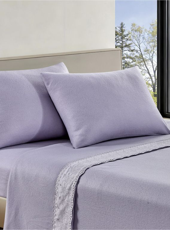 SABANA POLAR BRODERIE LILA 2 PLAZAS Morado 2 PLAZAS