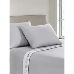 ANDES - SÁBANA POLAR BORDADA FLOR GRIS 2 PL