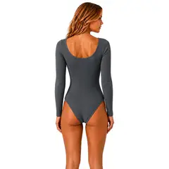 LOOK SHOP - Body Mujer Manga Larga Acanalado Modelador Cuello Redondo 9026