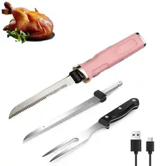 PUREPOWER - Cuchillos eléctricos inalámbricos recargable para cortar carne, pescado, pan, pavo, cortador