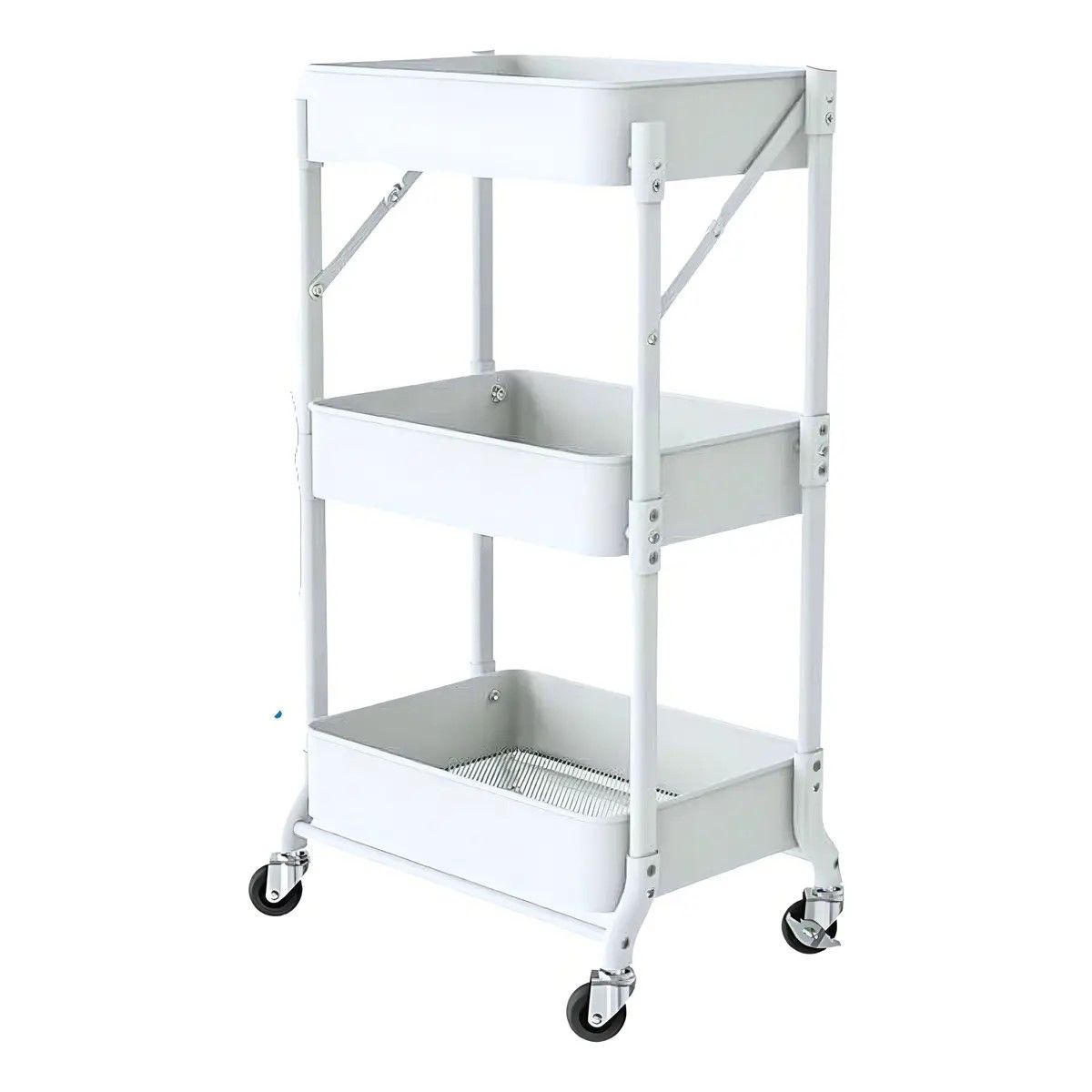 GENERICO - Organizador Carro Plegable Multiuso De 3 Niveles Con Ruedas Color Blanco BELUG