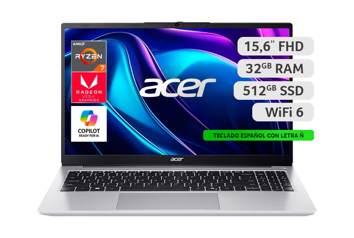 Notebook Aspire Lite AL15-43P-R3UW-5 AMD Ryzen 7 32GB RAM 512GB SSD 15,6" FHD