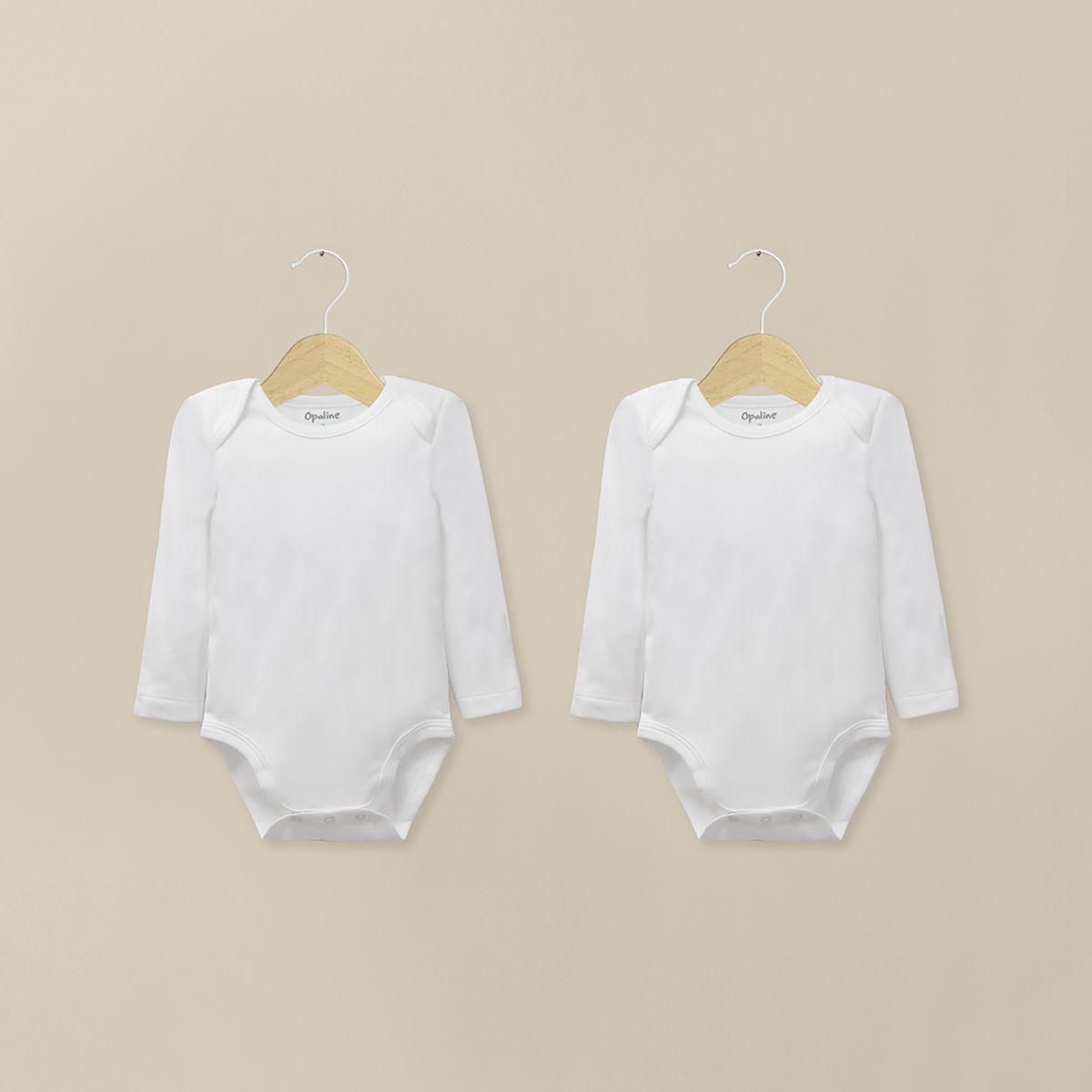OPALINE - Pack 2 Body Algodón Bebé Unisex Blanco