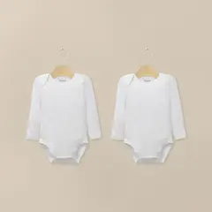 OPALINE - Pack 2 Bodys Algodón Blanco Bebé Unisex