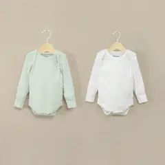 OPALINE - Pack 2 Body Verde Rib Bebé Unisex