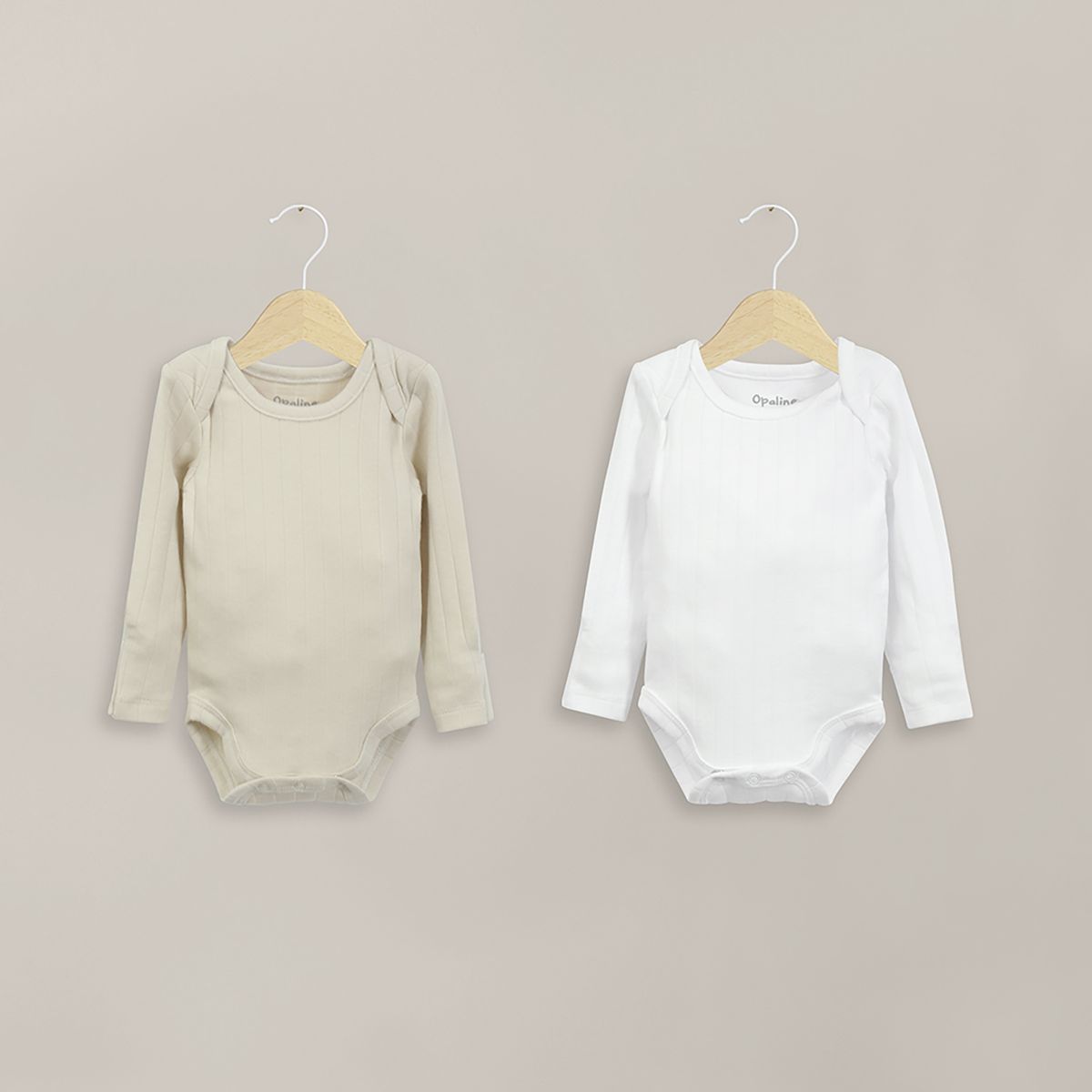 OPALINE - Pack 2 Body Beige Rib Bebé Unisex