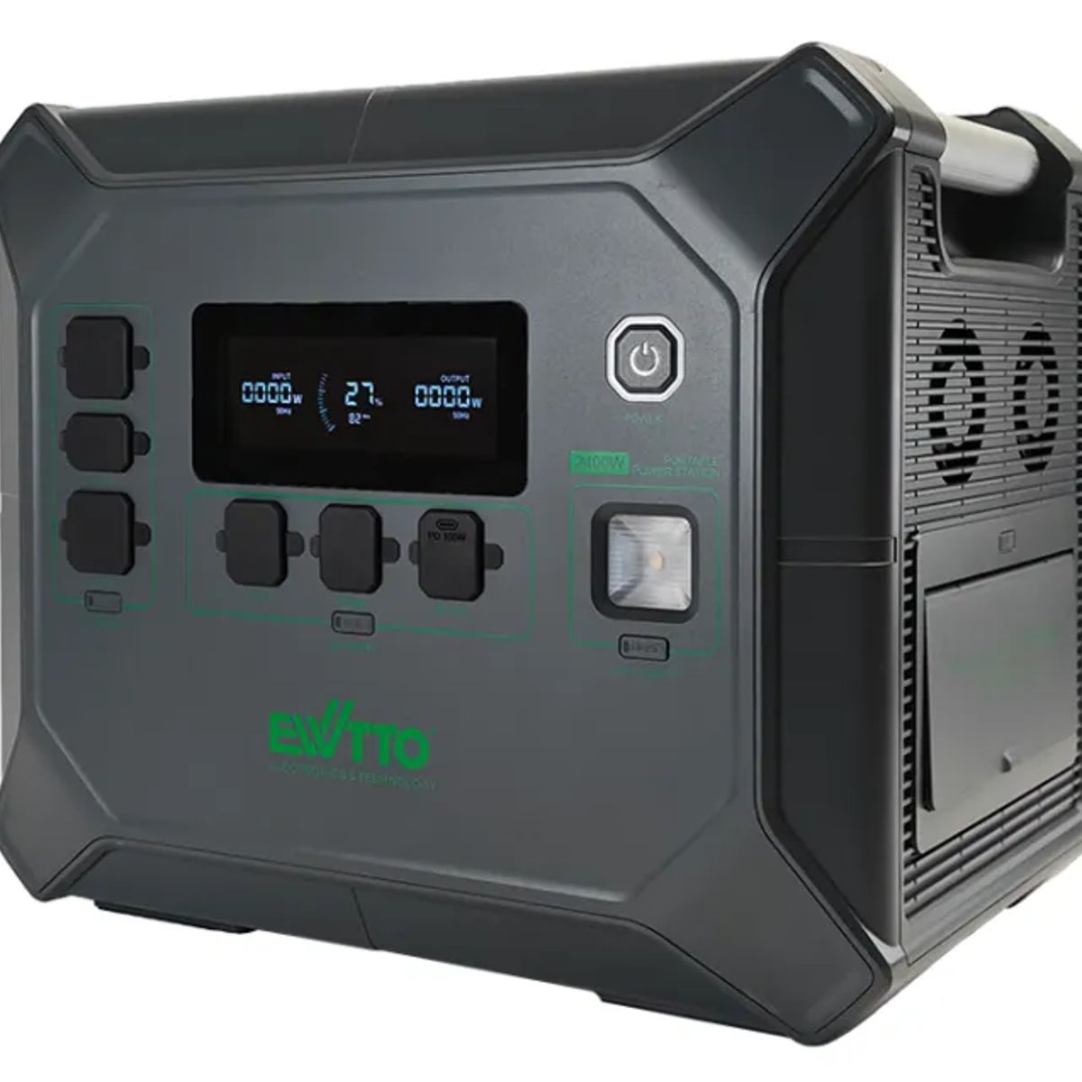 EWTTO - EWTTO ES2400 Generador Solar Portátil 2400W 2048Wh - LiFePO4, Carga Rápida 2.2H, UPS, LED, 19 Puertos
