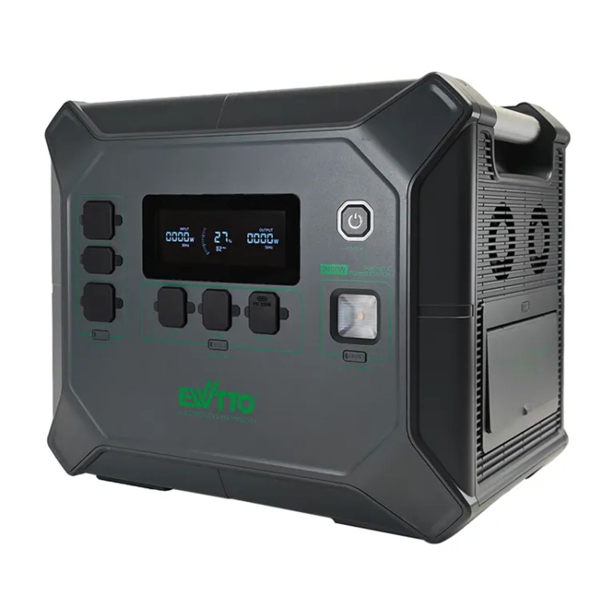 EWTTO - EWTTO ES2400 Generador Solar Portátil 2400W 2048Wh - LiFePO4, Carga Rápida 2.2H, UPS, LED, 19 Puertos