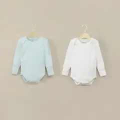 OPALINE - Pack 2 Body Celeste Rib Bebé Niño