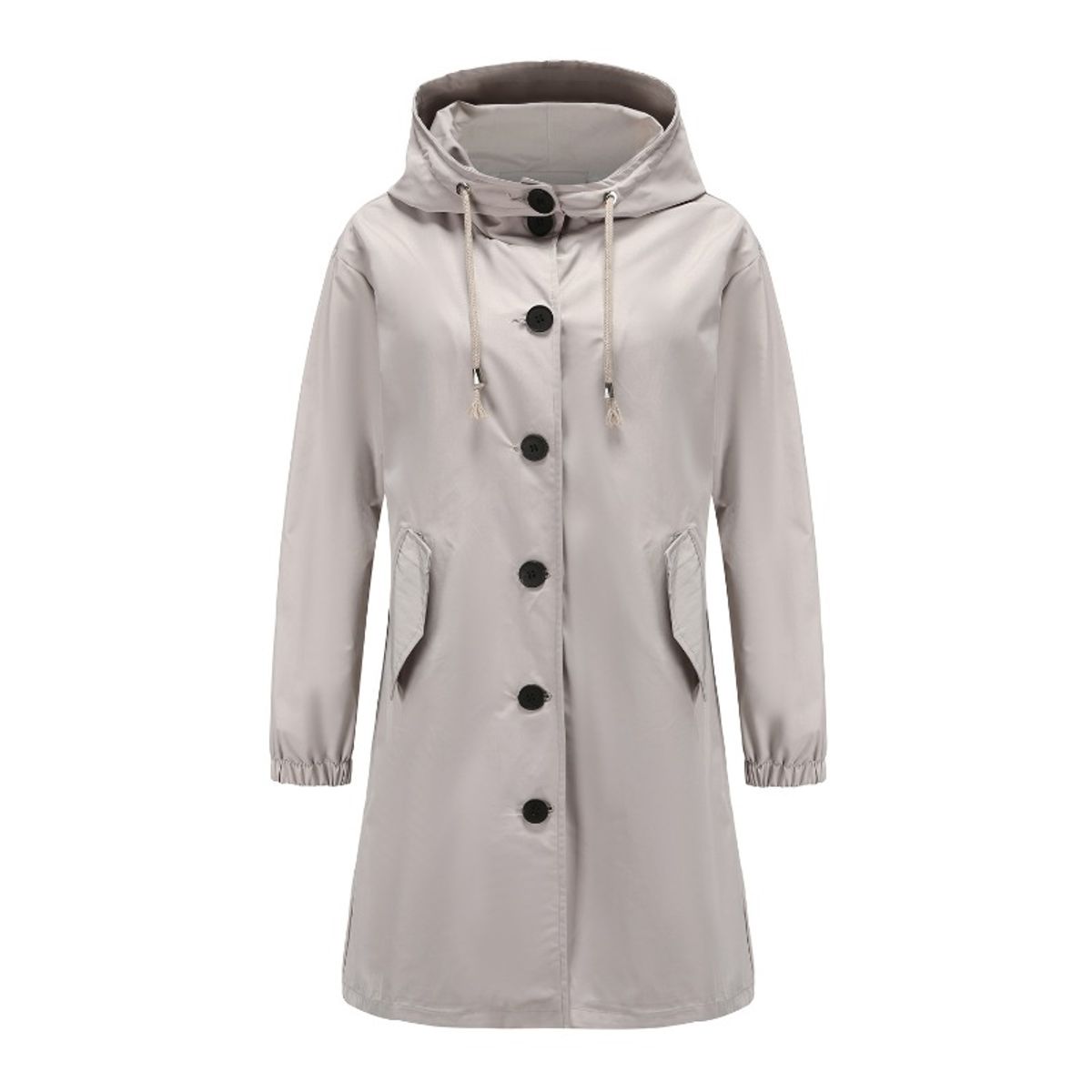 GIOIO - Parka Mujer Larga Impermeable con Capucha Gris