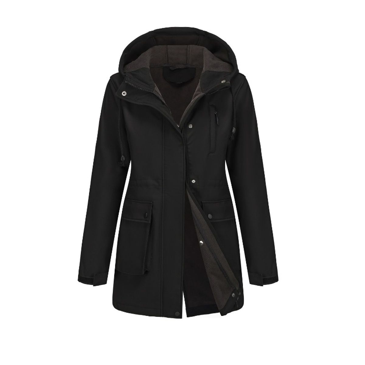GIOIO - Cortaviento Mujer Impermeable Forro Polar Negro