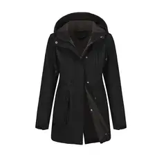 GIOIO - Cortaviento Mujer Impermeable Forro Polar Negro