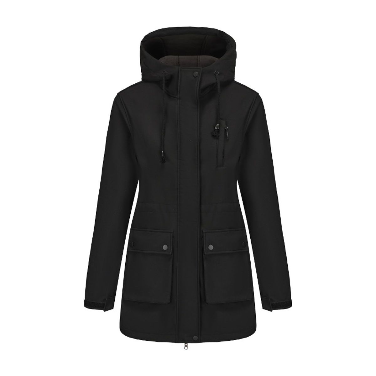 GIOIO - Cortaviento Mujer Impermeable Forro Polar Negro