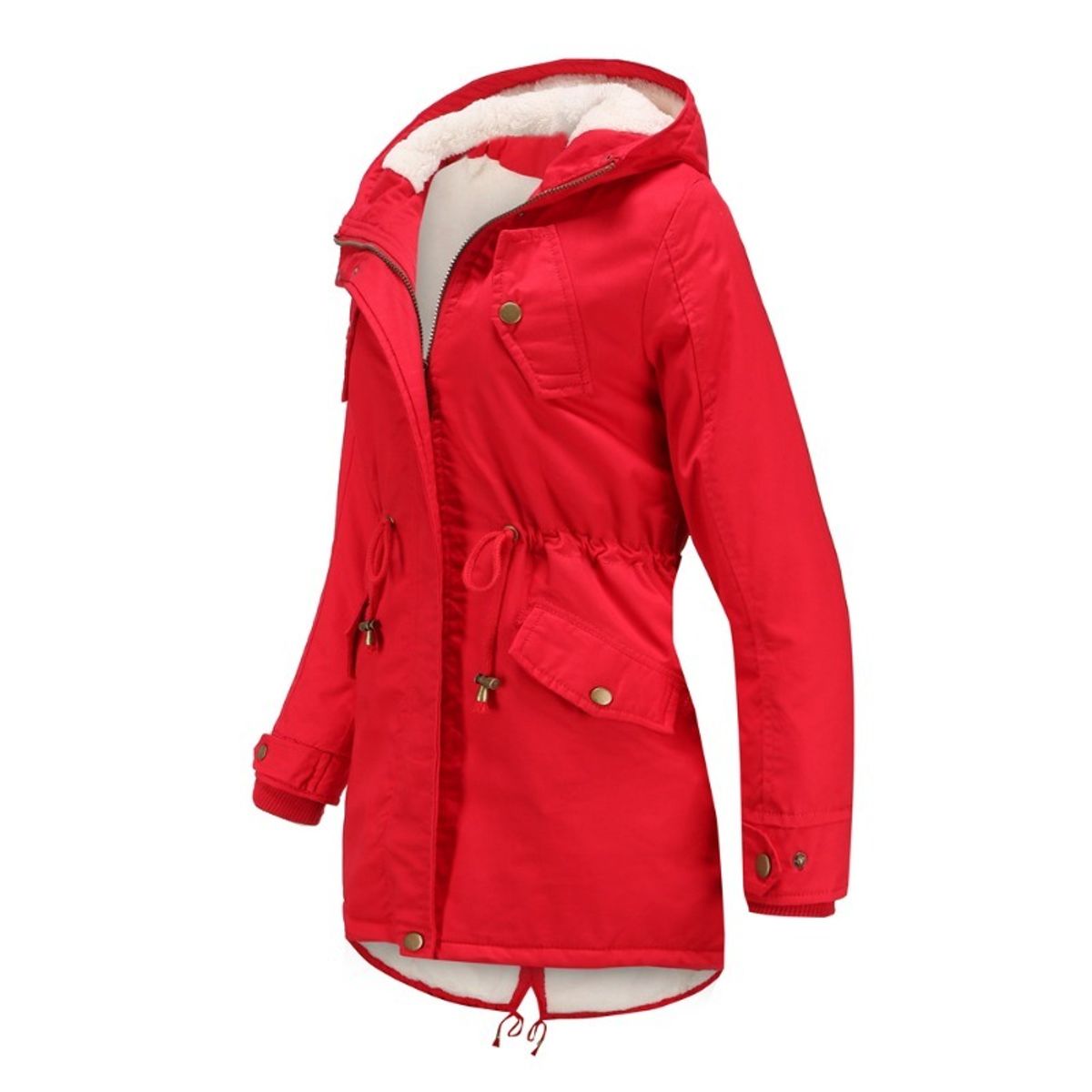 GIOIO - Parka Mujer Térmica Forro Suave Capucha Protectora Rosa