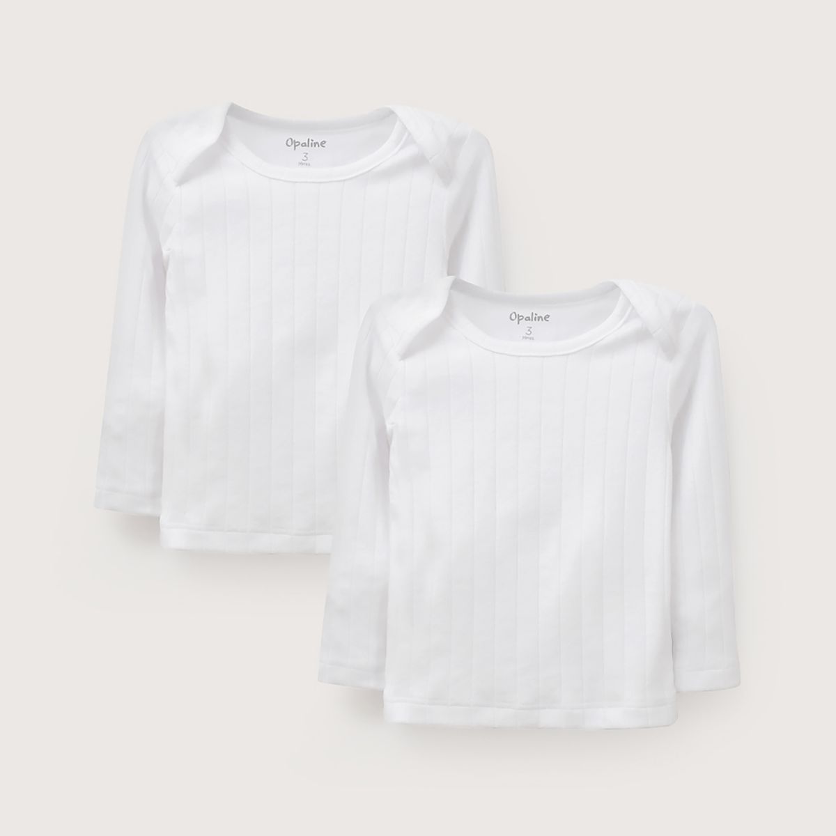 OPALINE - Pack 2 Camiseta Acanalada Blanca Bebé Unisex