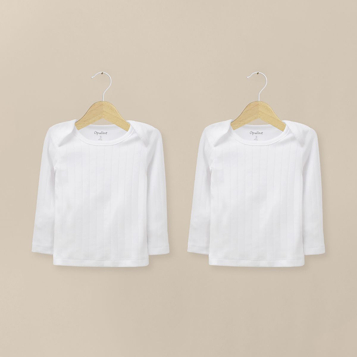 OPALINE - Pack 2 Camiseta Acanalada Blanca Bebé Unisex