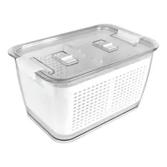 GENERICO - Organizador Refrigerador Con Cesta Mediana Simplit Color Blanco BELUG