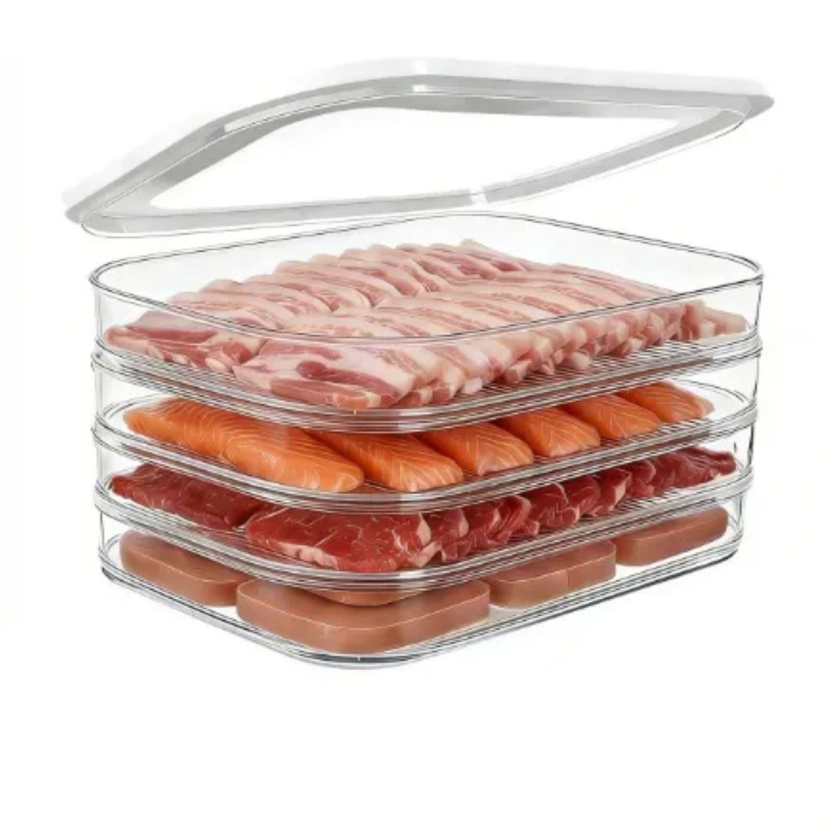 GENERICO - 4 Niveles Aplicable Contenedor Deli Organizadores Fiambres BELUG