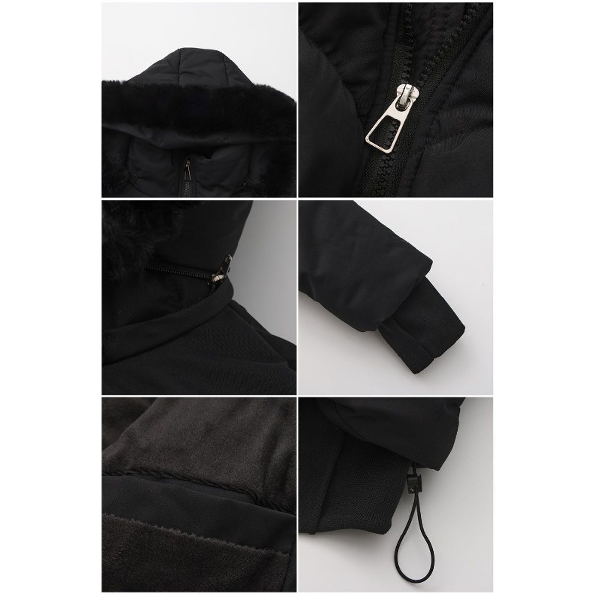 GIOIO - Parka Mujer Acolchada Capucha Envolvente Negro