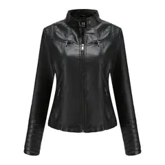GIOIO - Chaqueta Biker PU Mujer Negro