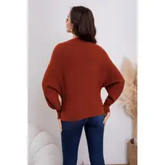 LIKE SHOP - Sweater Mujer Manga Larga Murciélago Tejido Diseño Corazón 6022