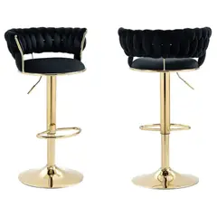 GENERICO - Set 2 Taburete Piso Bar Terciopelo Queen Base