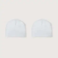 OPALINE - Pack 2 Gorro Algodón Ajuar Blanco Bebé Unisex