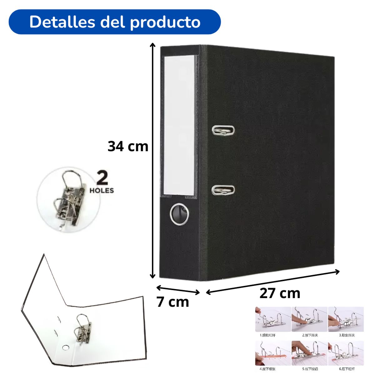 GENERICO - Archivador A4 Con 2 Anillos Carpeta Organizadora Lomo Ancho