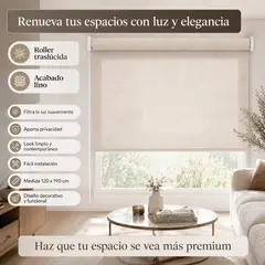 SPACE HOME - Roller Traslúcida Tipo Lino Aura 105x190 cm con Diseño Elegante y Fácil Instalación
