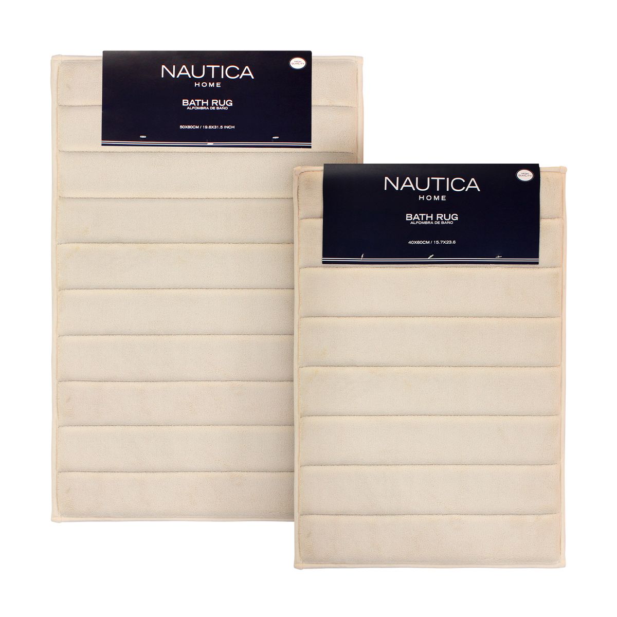 NAUTICA - Pack 2 Alfombras de Baño ultra suave Nautica 40x60cm + 50x80cm Marfil