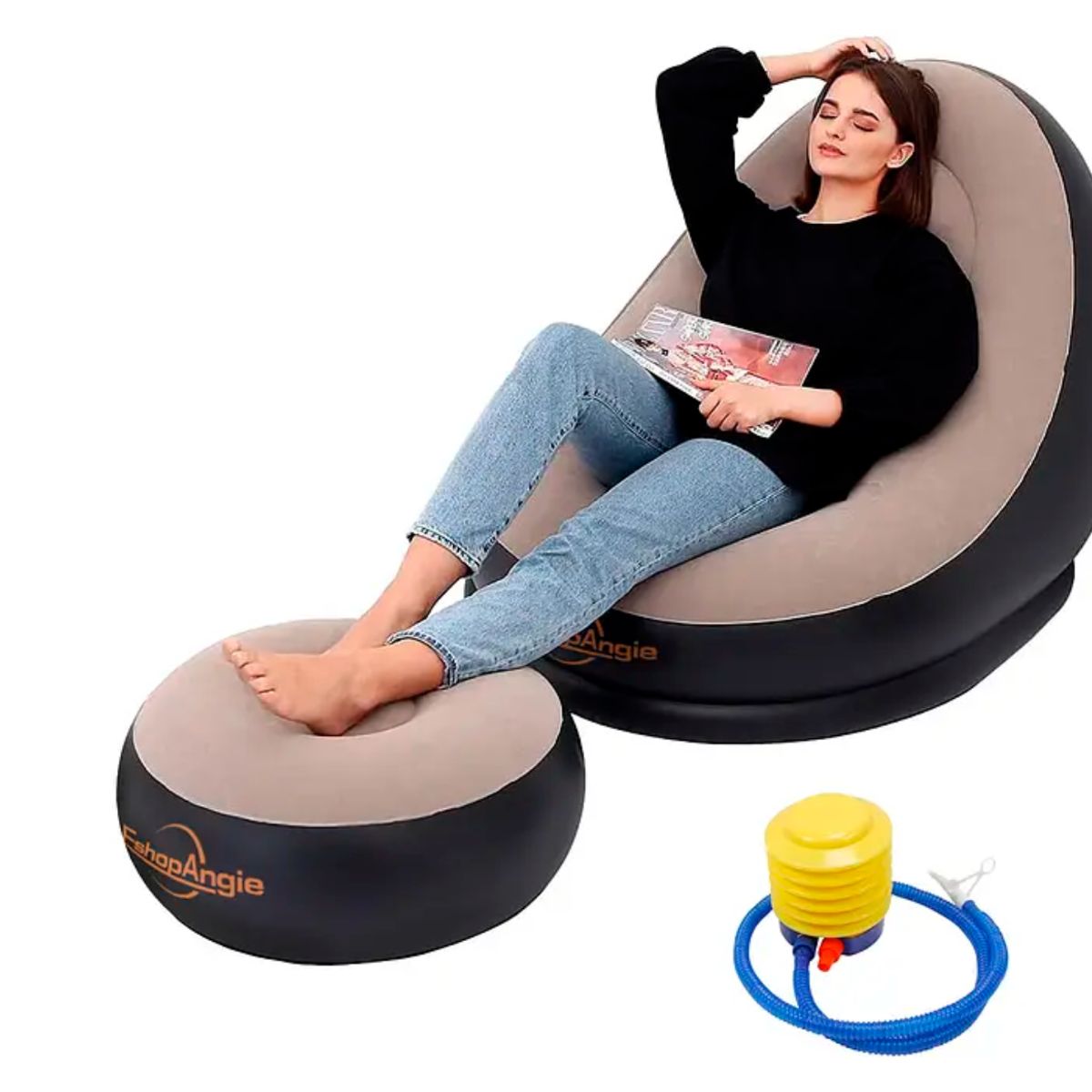 GENERICO - Sofá Tumbona Inflable Puff Inflable Reposa Pies + Inflador