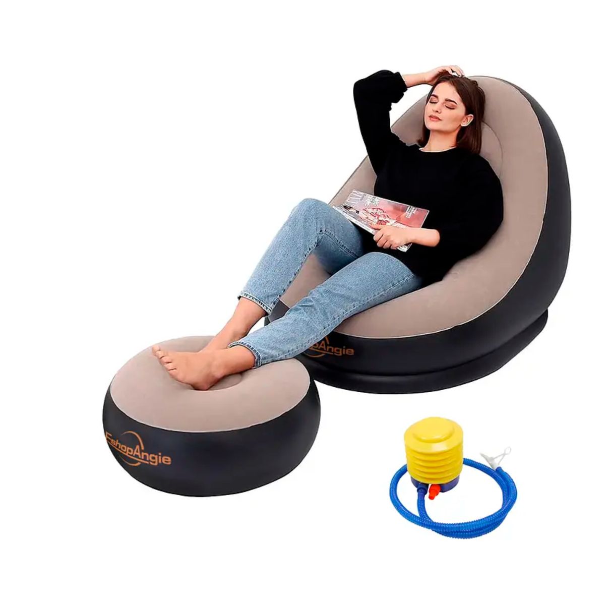 GENERICO - Sofá Tumbona Inflable Puff Inflable Reposa Pies + Inflador