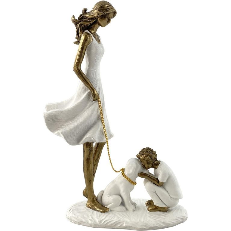 Figura Decorativa Madre e Hijo con Mascota