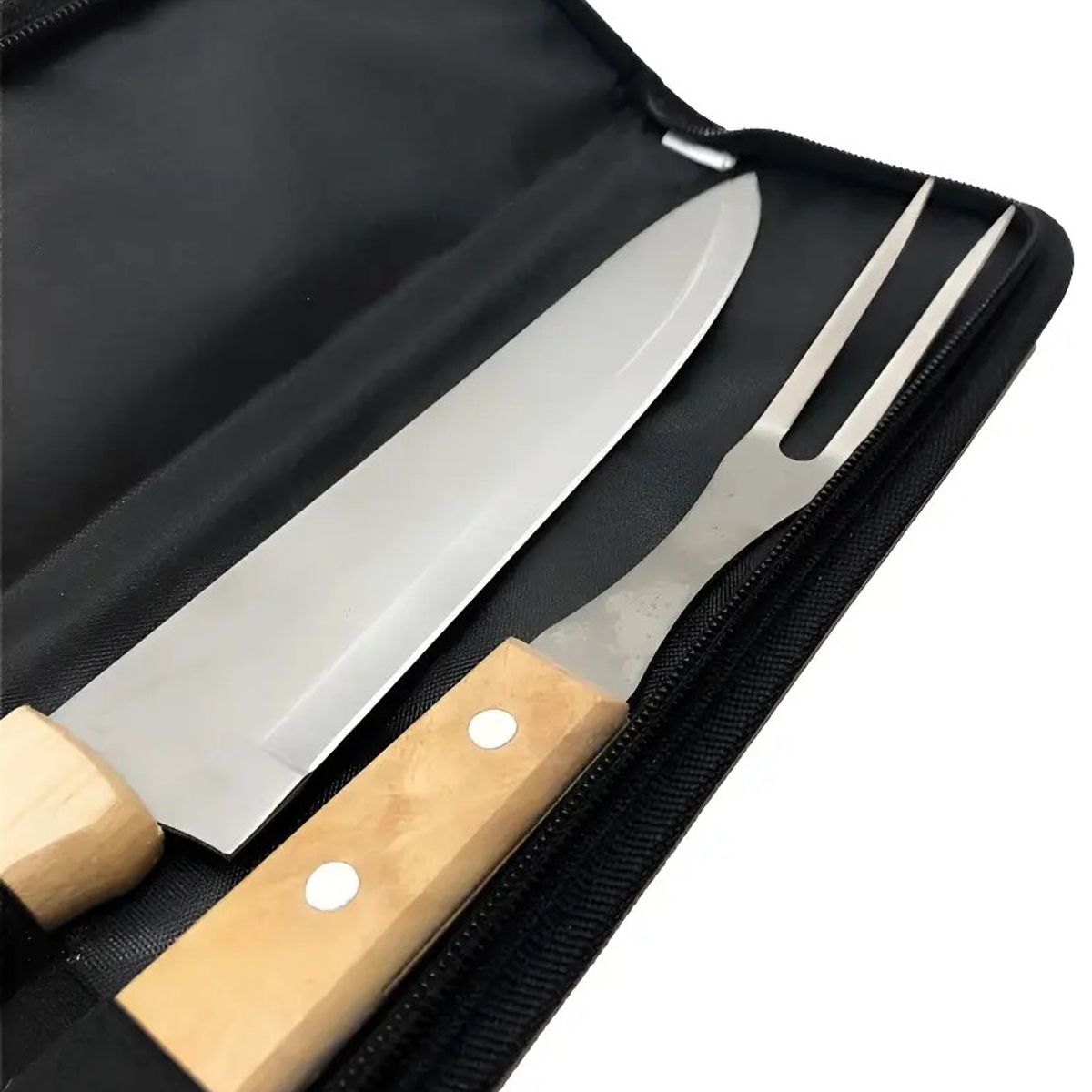 GENERICO - PACK SET PARRILLERO PARA ASADO CUCHILLO + TENEDOR + ESTUCHE