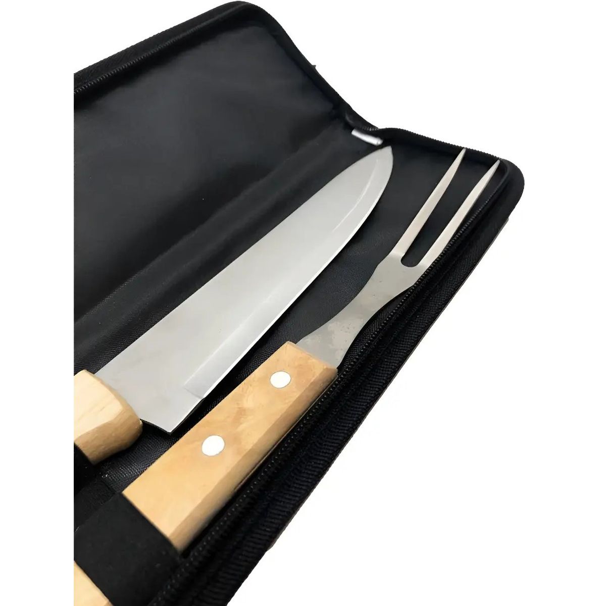 GENERICO - PACK SET PARRILLERO PARA ASADO CUCHILLO + TENEDOR + ESTUCHE