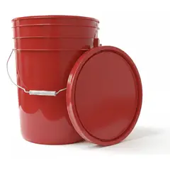 GENERICO - Balde Plástico Liso 20 Litros con Tapa y Mango – Rojo