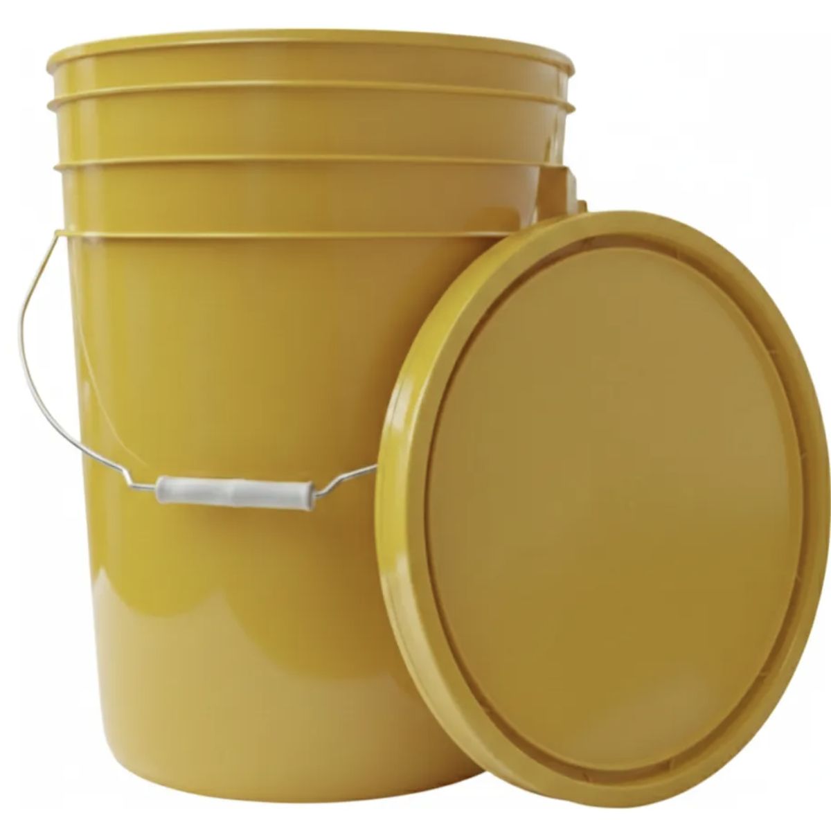 GENERICO - Balde Plástico Liso 20 Litros con Tapa y Mango – Amarillo