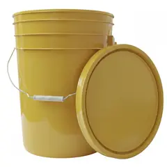 GENERICO - Balde Plástico Liso 20 Litros con Tapa y Mango – Amarillo