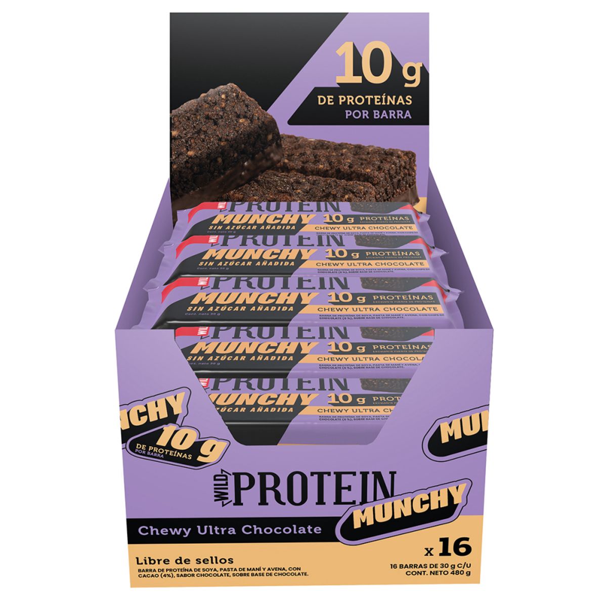 GENERICO - Wild Protein Munchy Ultra Chocolate 16 Unidades