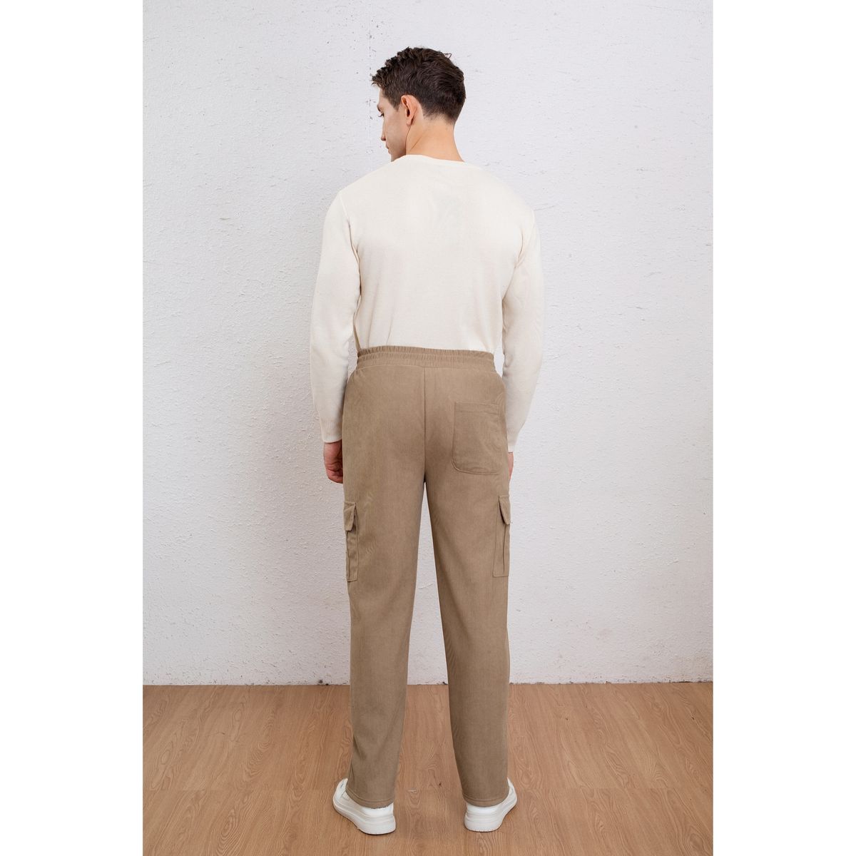 LIKE SHOP - Pantalón Recto Hombre Cotelé Interior Polar Bolsillos Cargo 7156