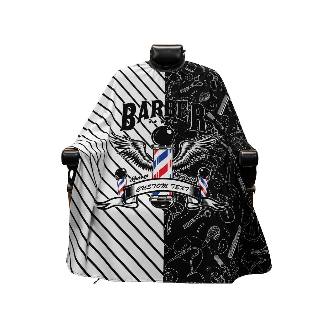 COMPRASMART CHILE - Capa Para Barberia Cuello De Goma Barbershop Blanco Negro