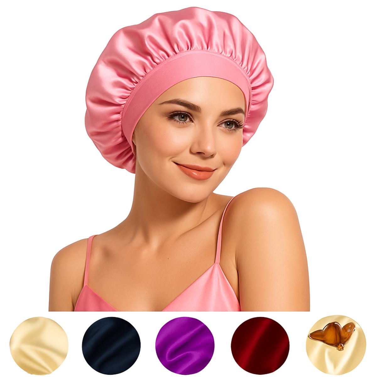 MARINA COLORINA - Gorro Satin Cabello Liso Y Rizado Evita Frizz Y Enredo