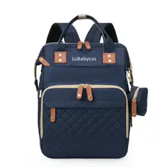 LUBABYCAS - Mochila Maternal Impermeable Con Accesorios Azul Bebé