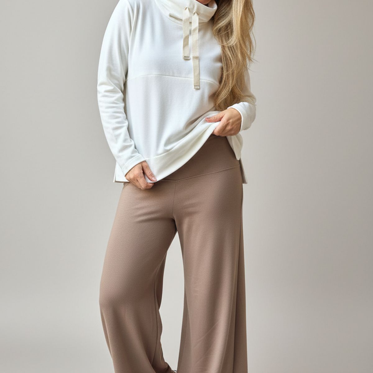 MADREMIA - Pantalon palazzo Maternal Luzma taupe Madremia