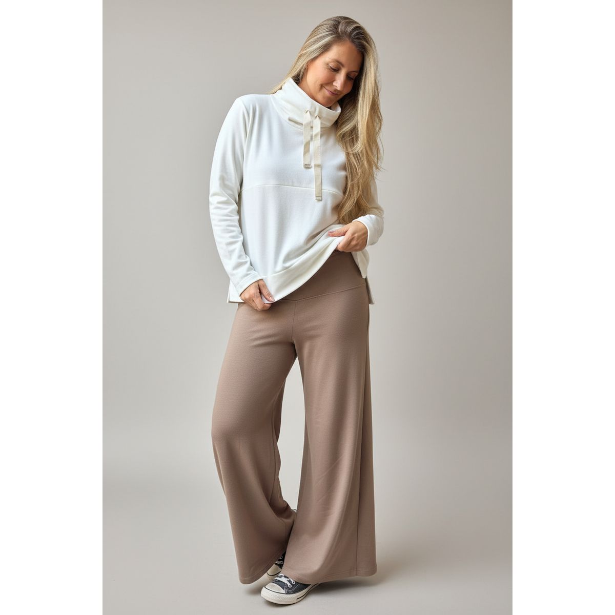 MADREMIA - Pantalon palazzo Maternal Luzma taupe Madremia