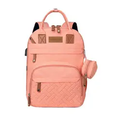 LUBABYCAS - Mochila Maternal Con Monedero Y Colgador Rosada Bebé