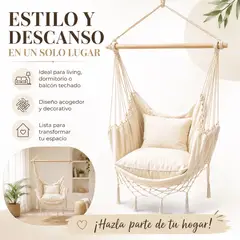 DOPA - Silla Colgante Hamaca De Lona Y Algodon Con Cojines Crudo