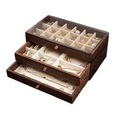 OKAY - Joyero Organizador De Madera Y Acrílico 3 Niveles